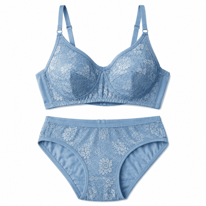 Net Non - Padded Lace Bra and Panty