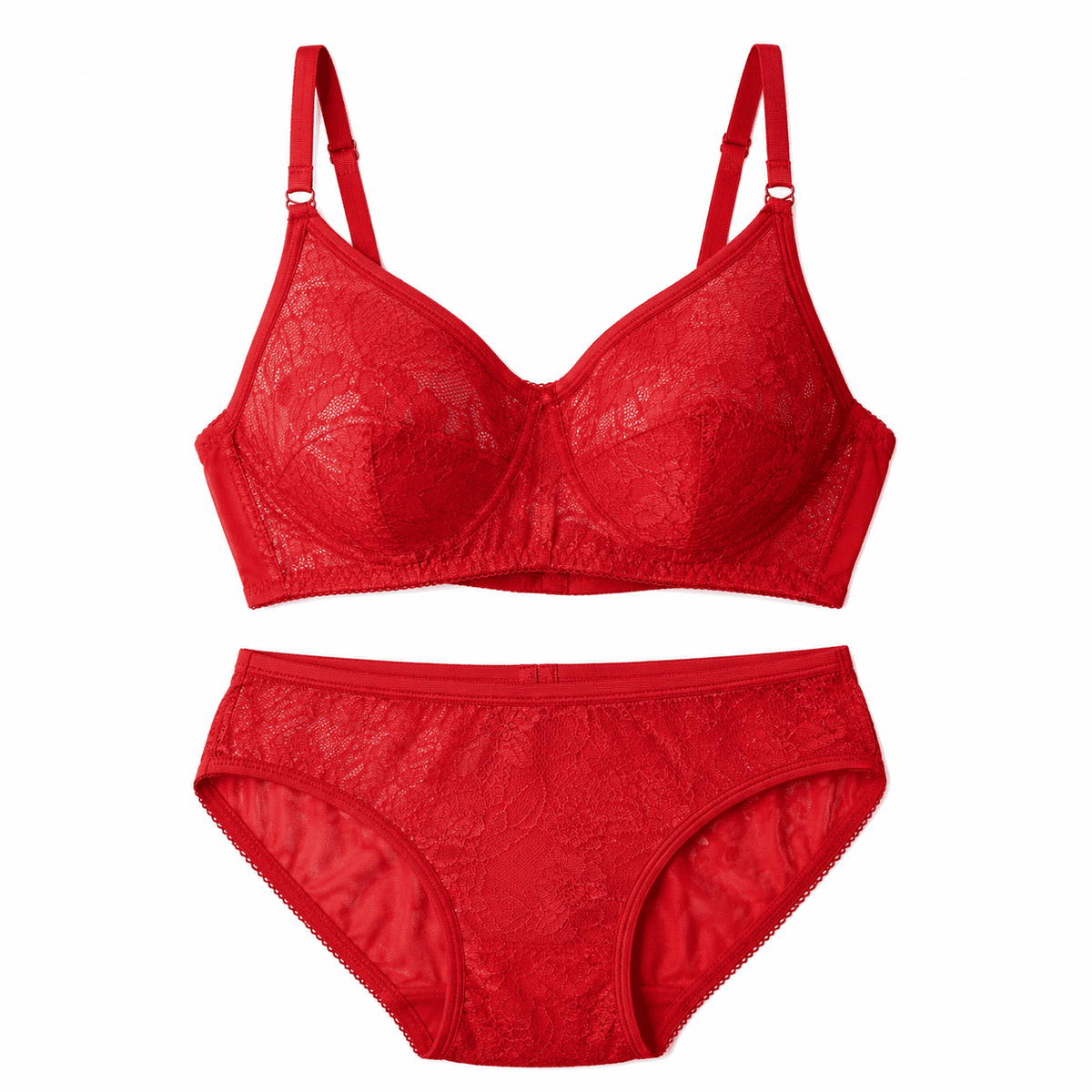 Net Non - Padded Lace Bra and Panty