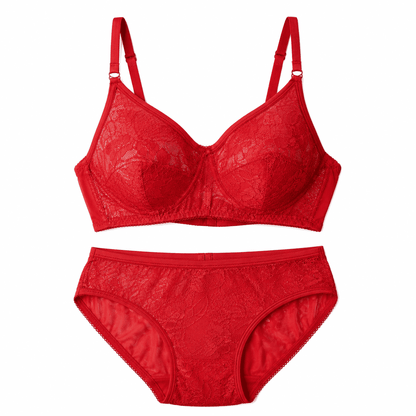 Net Non - Padded Lace Bra and Panty