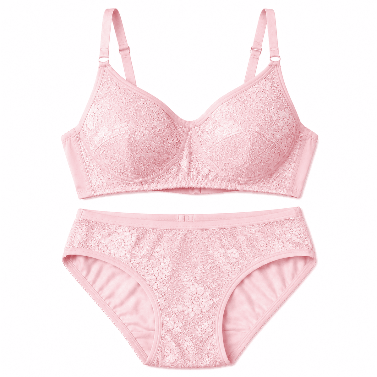 Net Non - Padded Lace Bra and Panty