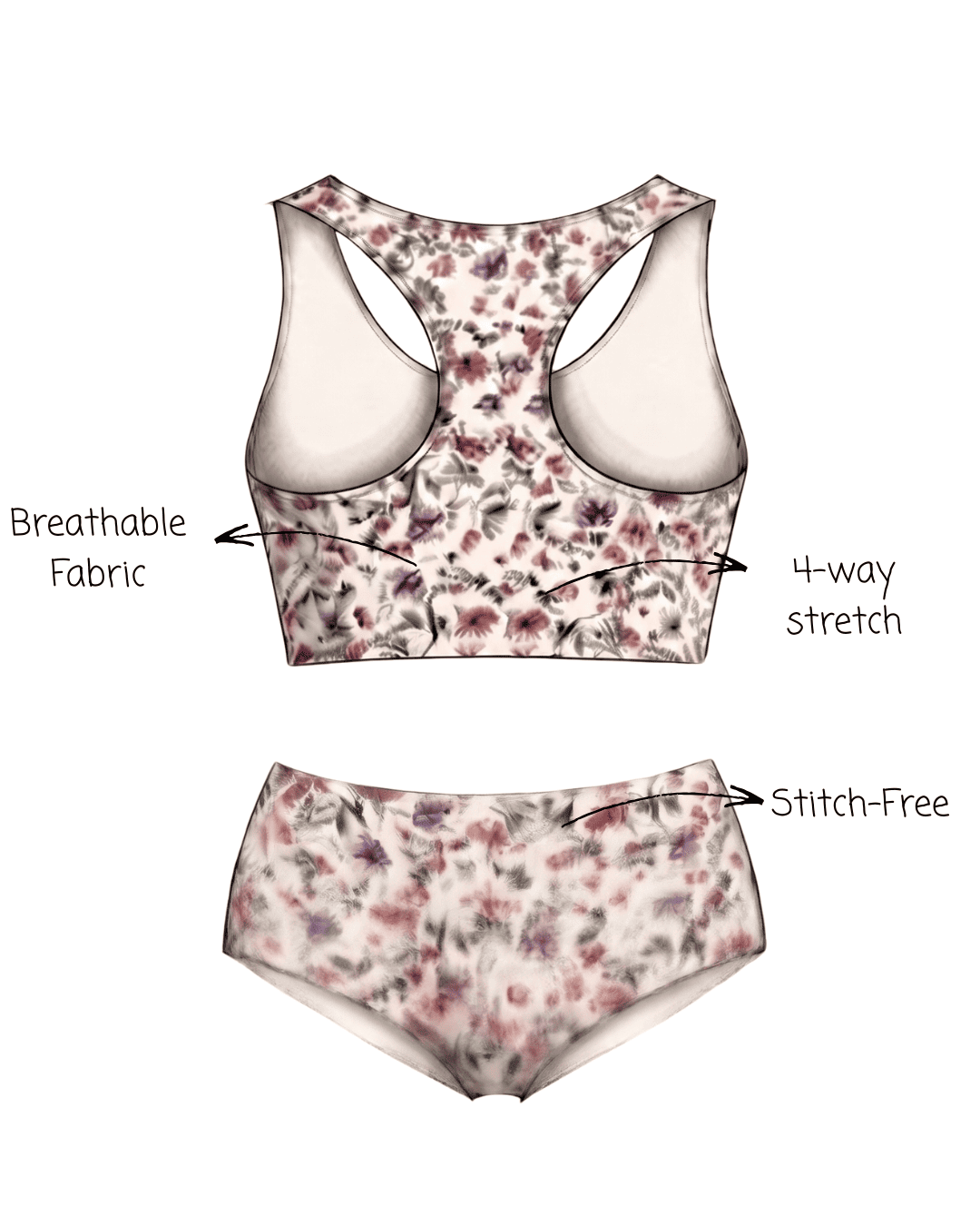 Set of 2 BloomFit Bralette & Panty