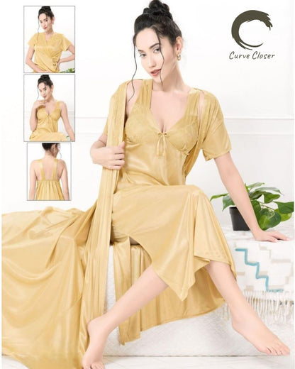 Satin & Lace 2-Piece Nightdress & Overcoat