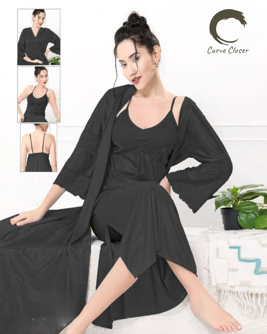 Satin & Lace 2-Piece Nightdress & Overcoat