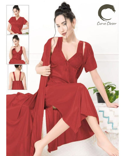 Satin & Lace 2-Piece Nightdress & Overcoat
