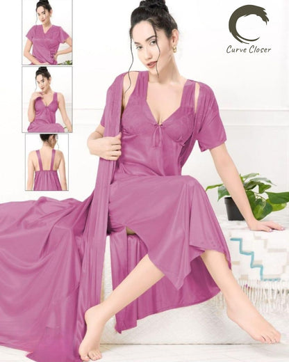 Satin & Lace 2-Piece Nightdress & Overcoat