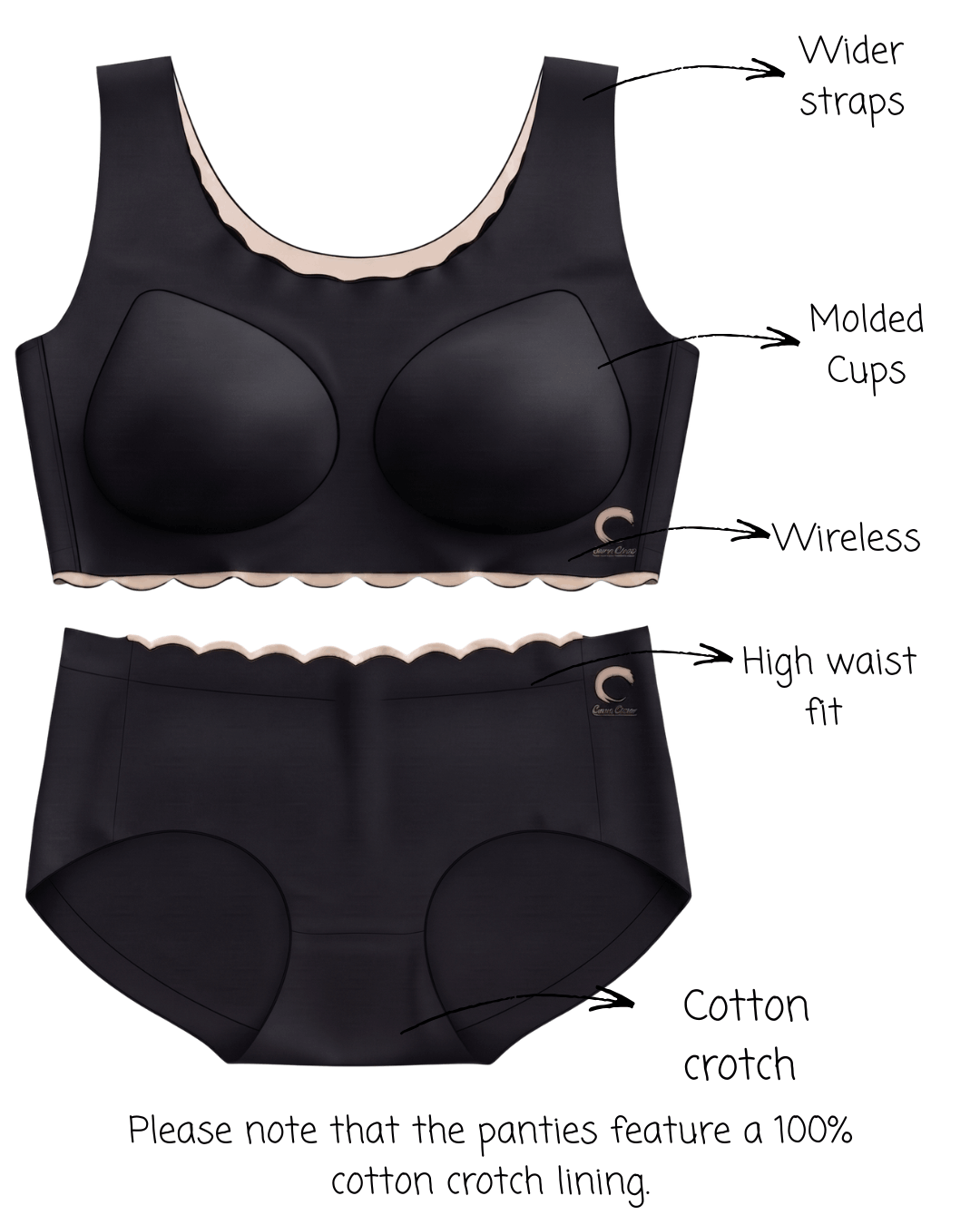 Set of 2 Black and Beige Everyday-Comfort