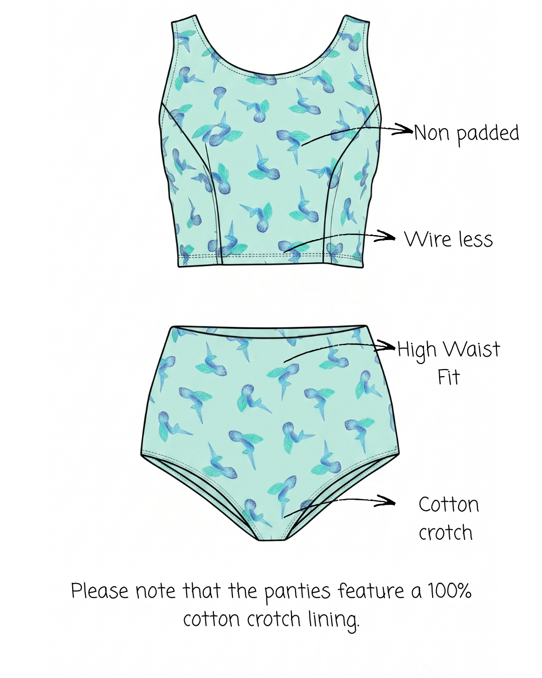 Set of 2 Mint Kingfisher Bralette & Panty