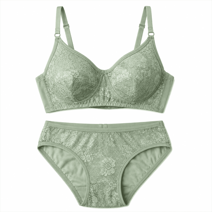 Net Non - Padded Lace Bra and Panty
